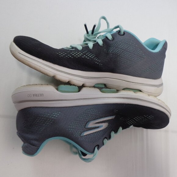 Skechers Women's Go Walk 5 Black and Aqua Sneakers Size 7 - Picture 3 of 7